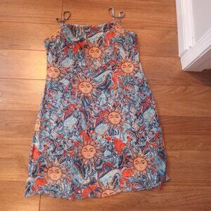 Spaghetti Strap Sun Print Dress (Temu)